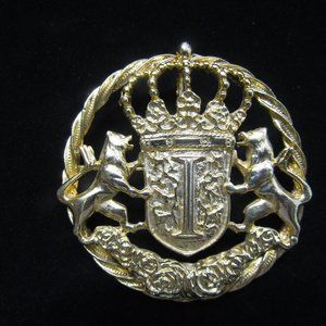 Ivana Heraldic Gold tone Brooch